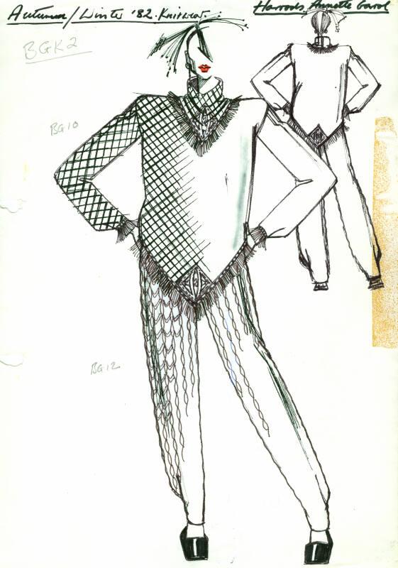 Drawing of Jumper and Trousers from Autumn/Winter Knitwear Collection