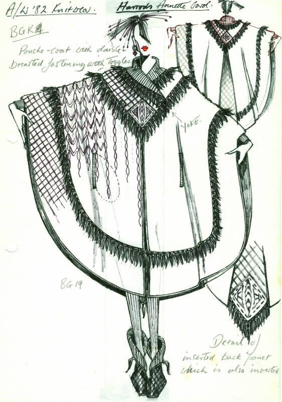 Drawing of Poncho Coat for Autumn/Winter Knitwear Collection