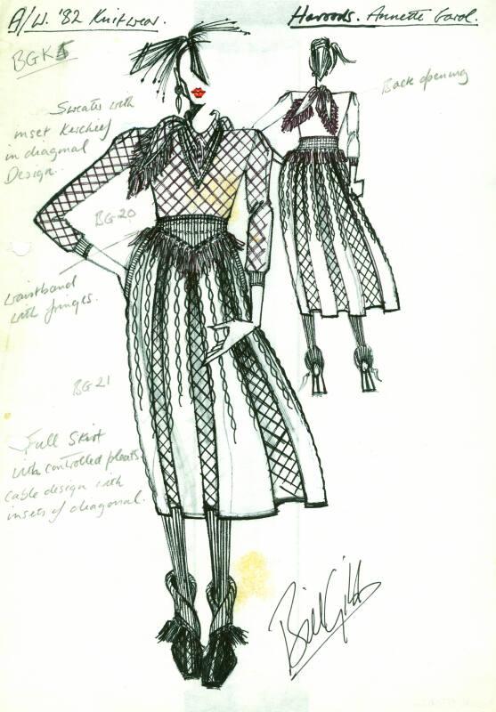 Drawing of Sweater and Skirt for Autumn/Winter Knitwear Collection