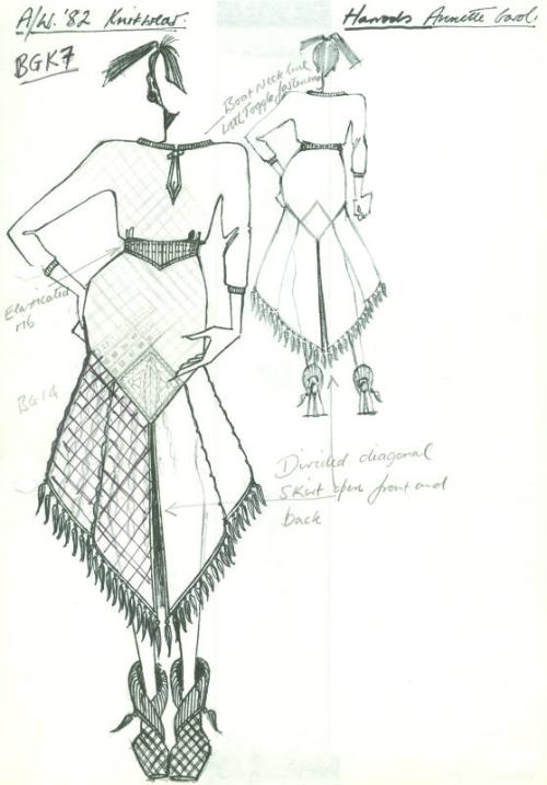 Drawing of Top and Skirt from the Autumn/Winter Harrods Knitwear Collection