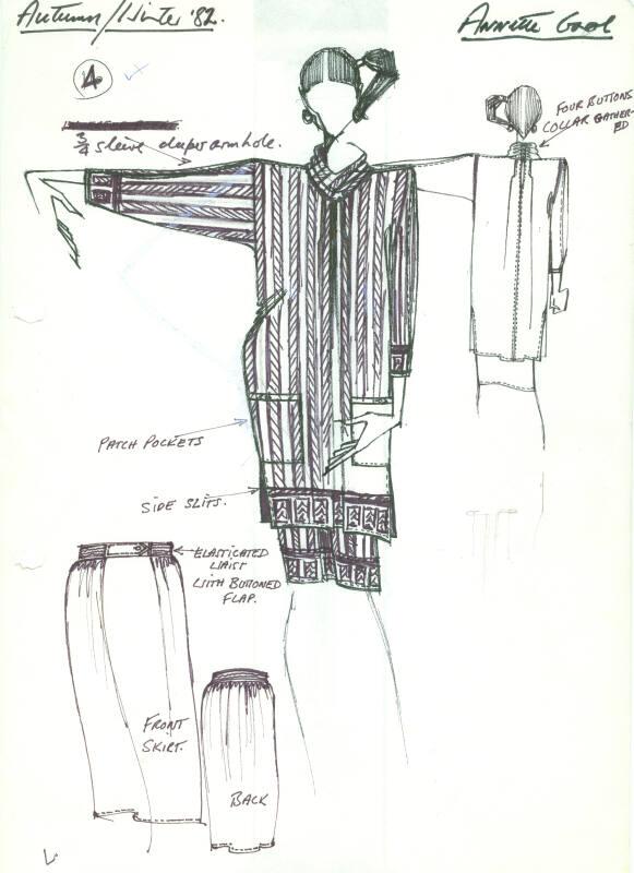 Drawing of Top and Skirt for Autumn/Winter Knitwear Collection