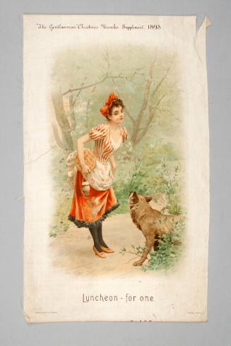 Silk Picture of Red Riding Hood and Wolf - 'Luncheon - for one'