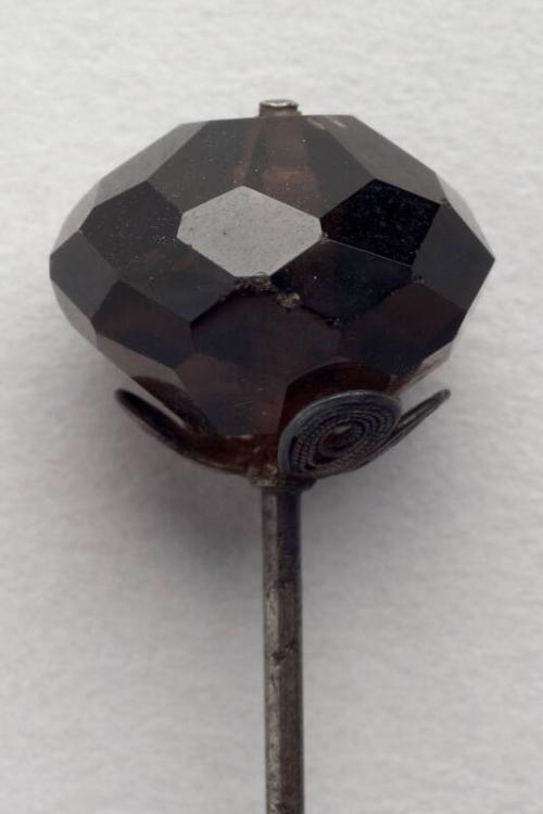 Decorative Hatpin with Facetted Smokey Quartz