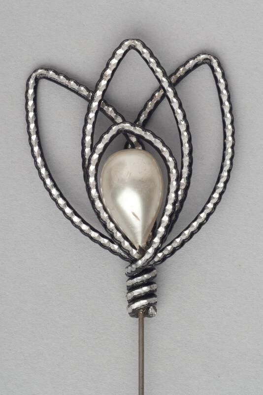 Decorative Hatpin with Wire and Pearlised Teardop