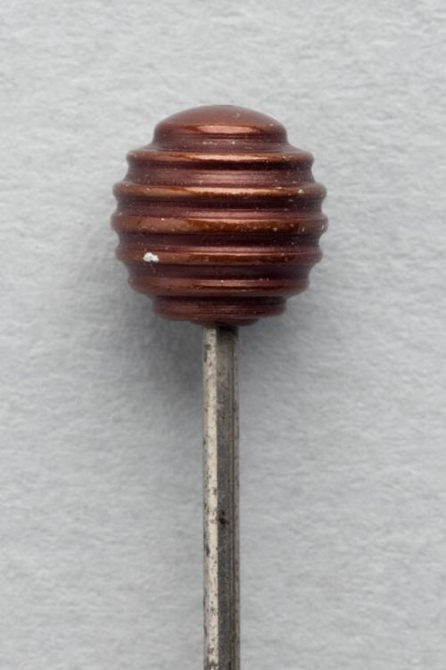 Decorative Hatpin with Brown Glass Bead