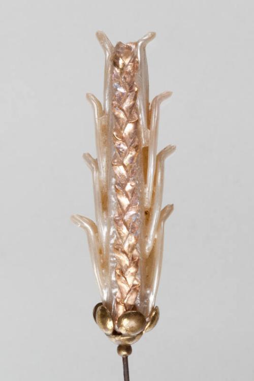 Decorative Hatpin with Faux Mother of Pearl Wheat Sheaf