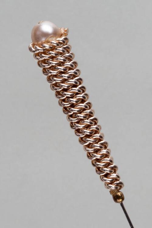 Decorative Hatpin with Metal Twist and Faux Pearl