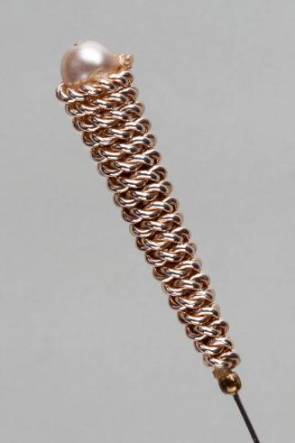 Decorative Hatpin with Metal Twist and Faux Pearl