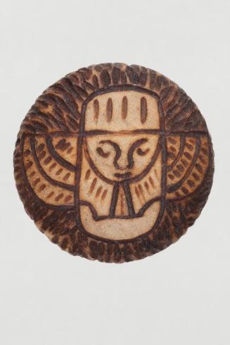 Decorative Hatpin with Carved Wooden Disk