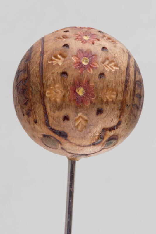 Decorative Hatpin with Large Wooden Bead