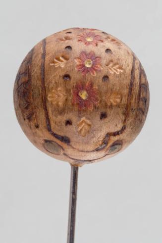 Decorative Hatpin with Large Wooden Bead