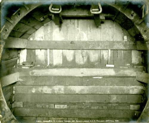 G.O.S. Section 4, C.I. Lined Tunnel, 3ft Sewer, under G.N.S. Railway, 29th August 1910