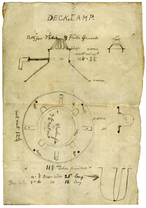 Plan, Elevation and Calculations for Deck Lamp