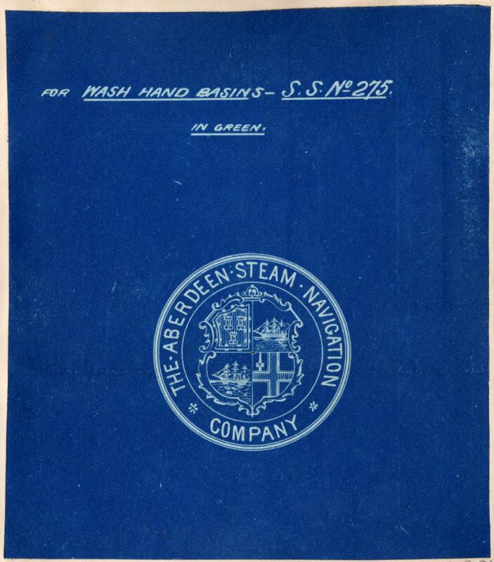 Crest Of The Aberdeen Steam Navigation Co. Design Was For Use On The Wash Hand Basins Of The St…