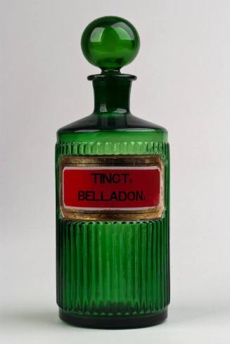 Green Glass Recessed Label Poison Shop Round TINCT: BELLADON: