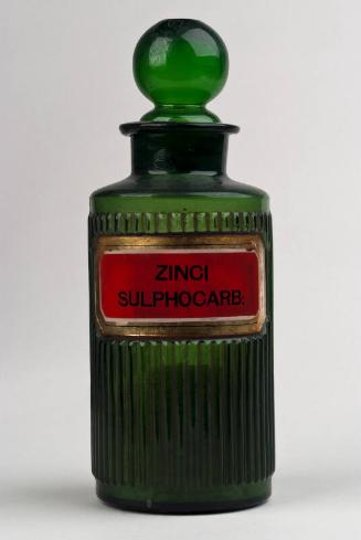 Green Glass Recessed Label Poison Shop Round ZINCI SULPHOCARB: