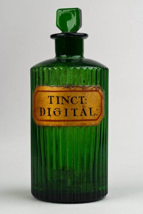 Green Glass Gold Labelled Poison Shop Round TINCT DIGITAL (Tincture
