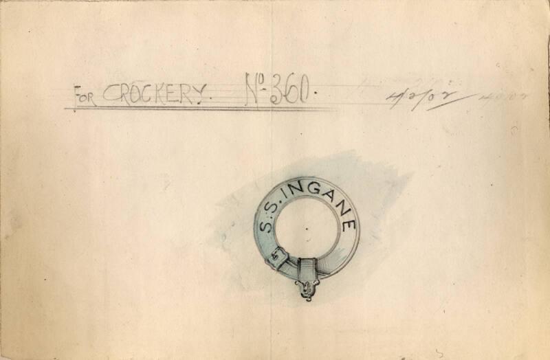 Sketch Of Logo For Use On Crockery Aboard The Steam Tug 'ingane' Built By Hall Russell In 1902