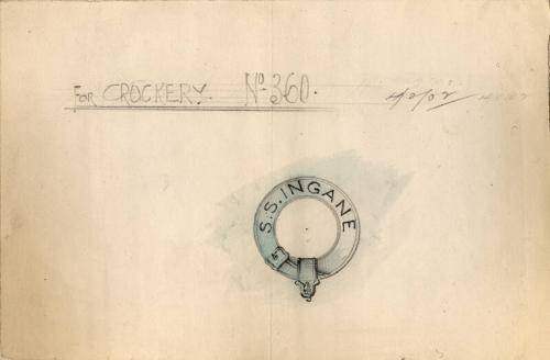 Sketch Of Logo For Use On Crockery Aboard The Steam Tug 'ingane' Built By Hall Russell In 1902