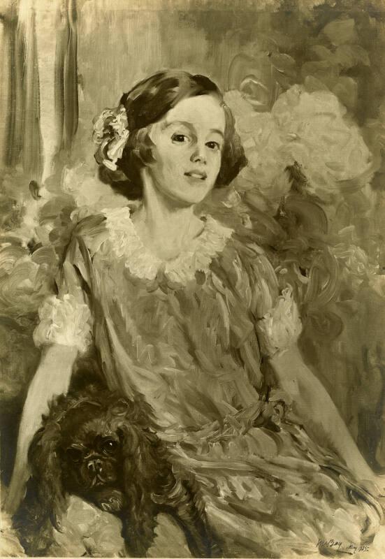 Girl with Pekinese (Reproductions of James McBey's Portraits)