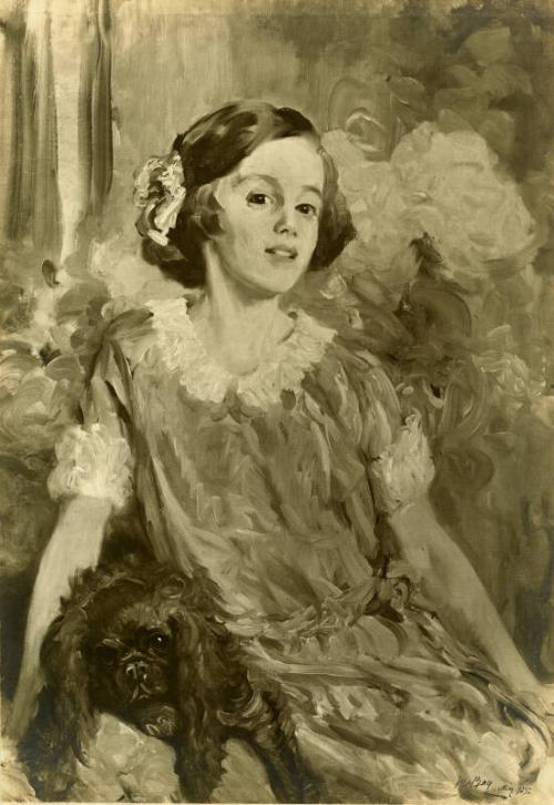 Girl with Pekinese (Reproductions of James McBey's Portraits)