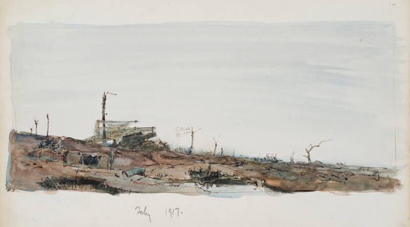 Landscape with Howitzer and Camouflage Nets