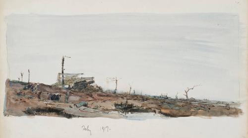 Landscape with Howitzer and Camouflage Nets