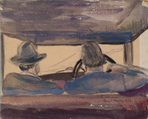 James McBey Driving - View from Back Seat