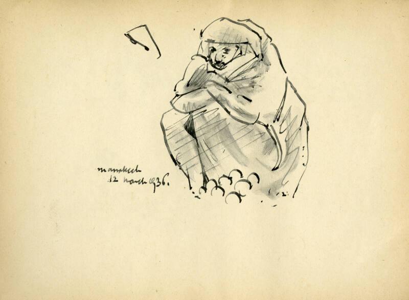 Crouching Figure, 12 March 1936 (Sketchbook - Meknes & Marrakesh)