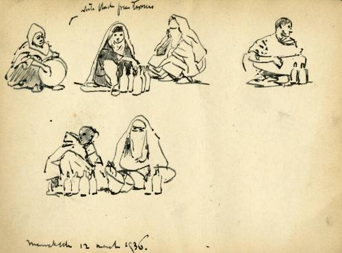 Figures Playing Musical Instruments, 12 March 1936 (Sketchbook - Meknes & Marrakesh)