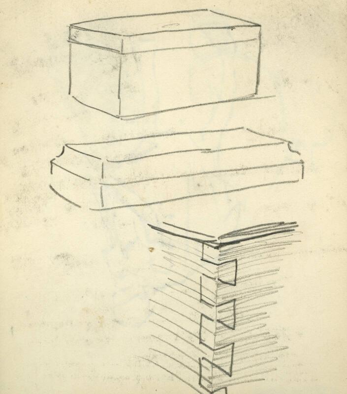 Figure study (recto), Boxes (verso) (Sketchbook - Dar Ben Zina, Marrakesh)