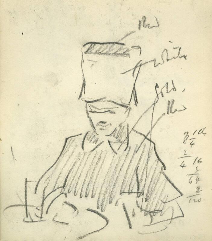 Costings (recto), Man Wearing a Hat (verso) (Sketchbook - Dar Ben Zina, Marrakesh)