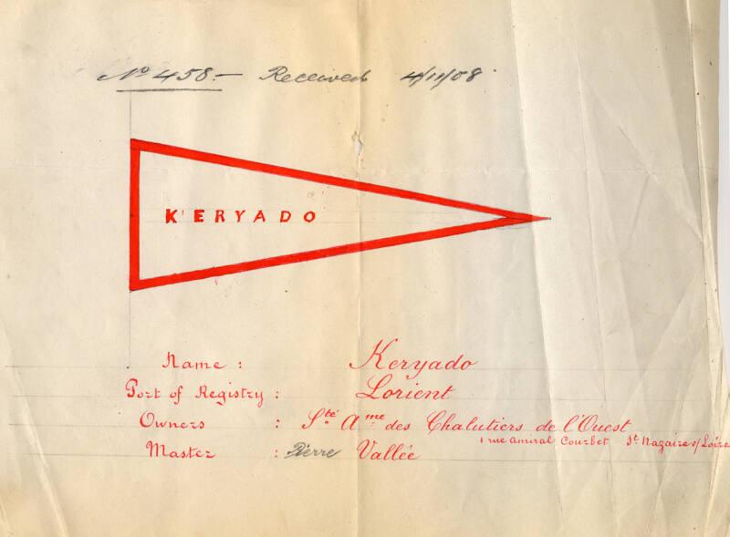 Burgee Design For The Steam Trawler Keryado Built By Hall Russell In 1908