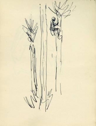 Figure Climbing Palm Tree (Sketchbook - Morocco)