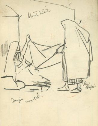 Women Folding a Sheet, Tangier May 1936 (Sketchbook - Morocco)
