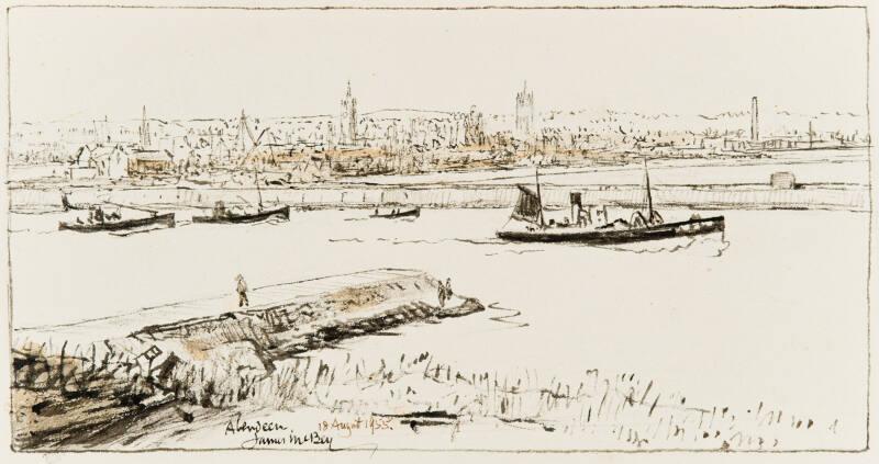 Aberdeen - Looking North Across Harbour Mouth. Illustrations for H. H. Kynett's "Thank You Britain"