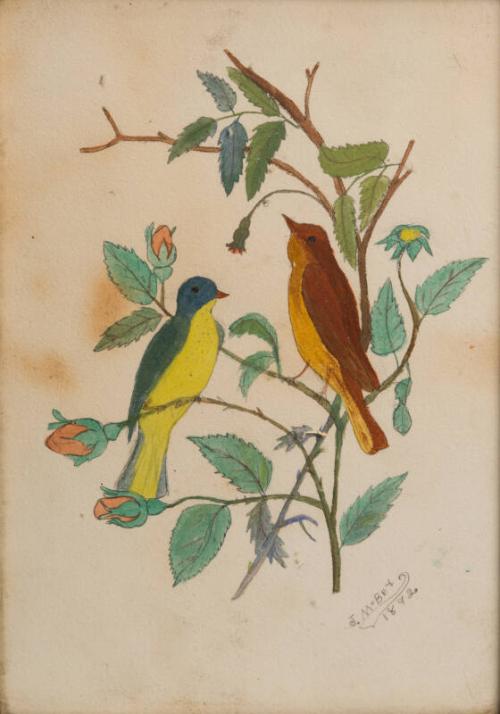 Two Finches and Briar-Rose