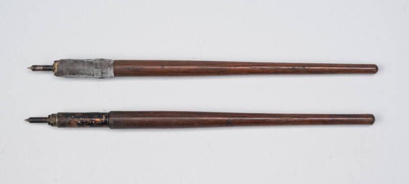 Two Drypoint or Etching Needles in Wooden Handles