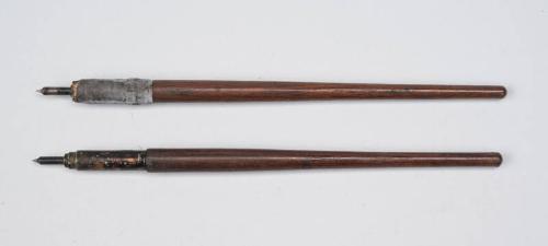 Two Drypoint or Etching Needles in Wooden Handles