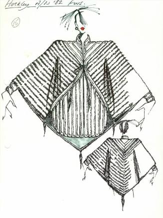 Drawing of Fur Coat Poncho for Autumn/Winter Fur Collection