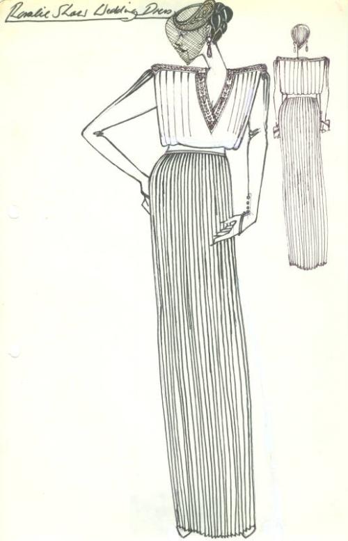 Drawing of Wedding Dress for Private Commission for Rosalie Shaw