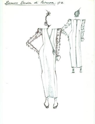 Drawing of Dress for Spring/Summer 1986 Private Commission for Baroness Sandra di Portanova