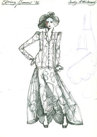 Drawing of Dress for Spring/Summer 1986 Private Commission for Lady Attenborough