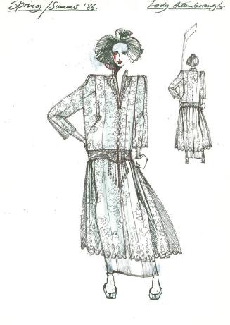 Drawing of Dress and Coat for Spring/Summer 1986 Private Commission for Lady Attenborough