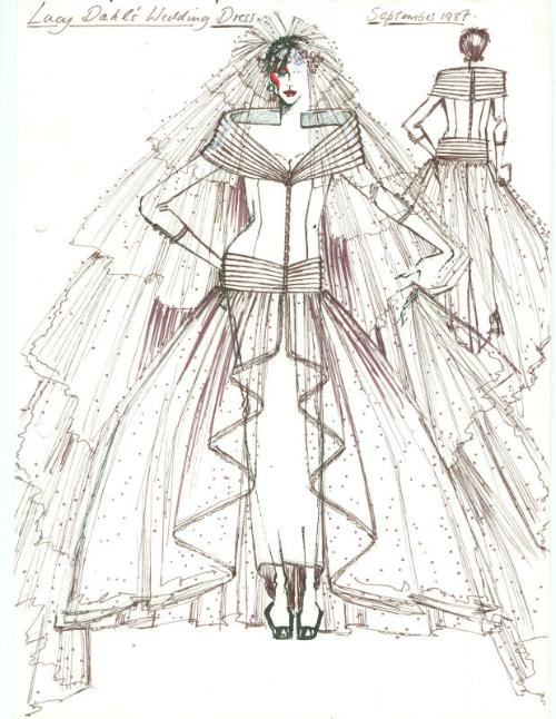 Drawing of Wedding Dress Designed for Lucy Dahl