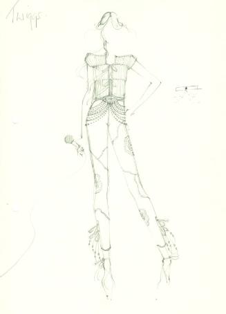 Drawing of Top and Trousers Designed for Twiggy