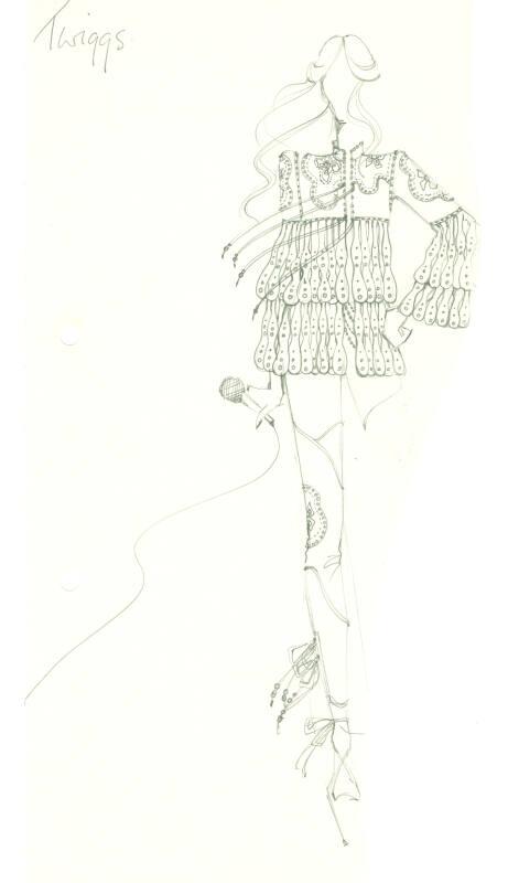 Drawing of Jacket and Trousers Designed  for Twiggy