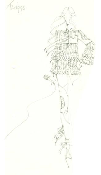 Drawing of Jacket and Trousers Designed  for Twiggy