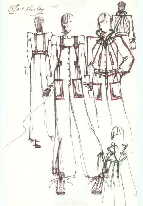 Drawing of Jacket and Dungarees Designed for Steve Harley