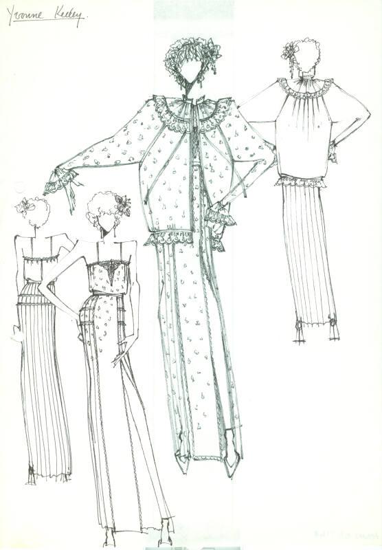Drawing of Top, Dress and Jacket Designed for Yvonne Keeley
